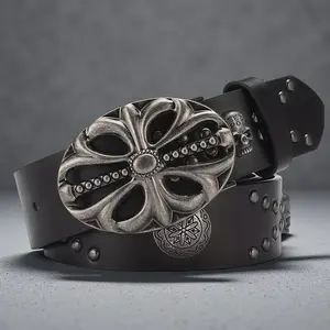 VirtusNoir Bohemian Skeleton Belt - Riveted Hip Hop Punk Rock Y2K Unisex Style PU Leather Unique Edgy Look