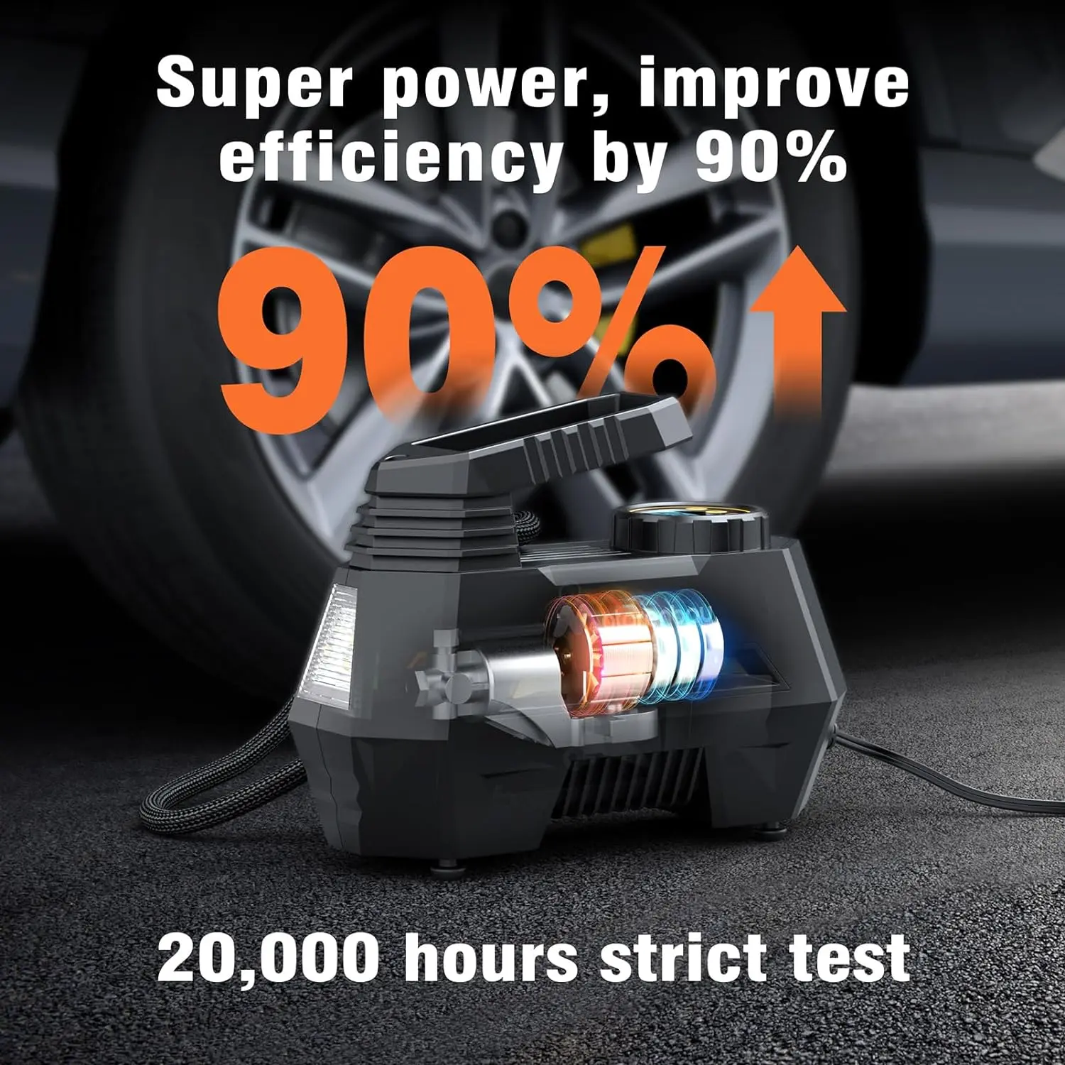150PSI Tire Inflator Portable Air Compressor, 120W Car Tire Inflator, Car Tire Air Pump 12V DC Auto Pump with Digital LCD Screen, Car Accessories