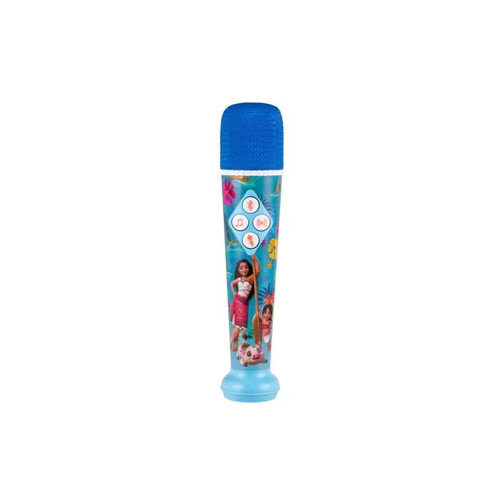 Disney Moana 2 Bluetooth Wireless Microphone - Lightweight Karaoke Device with LED Lights, Rechargeable Batteries, Stream Capability, Portable Colorful Audio for Girls, Colorful Led Light Show