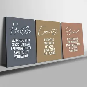 Motivational Quote Pattern Canvas Painting, 3 Counts/set Modern Encouragement Wall Art, Wall Decor for Home Living Room Bedroom Office, Ornaments