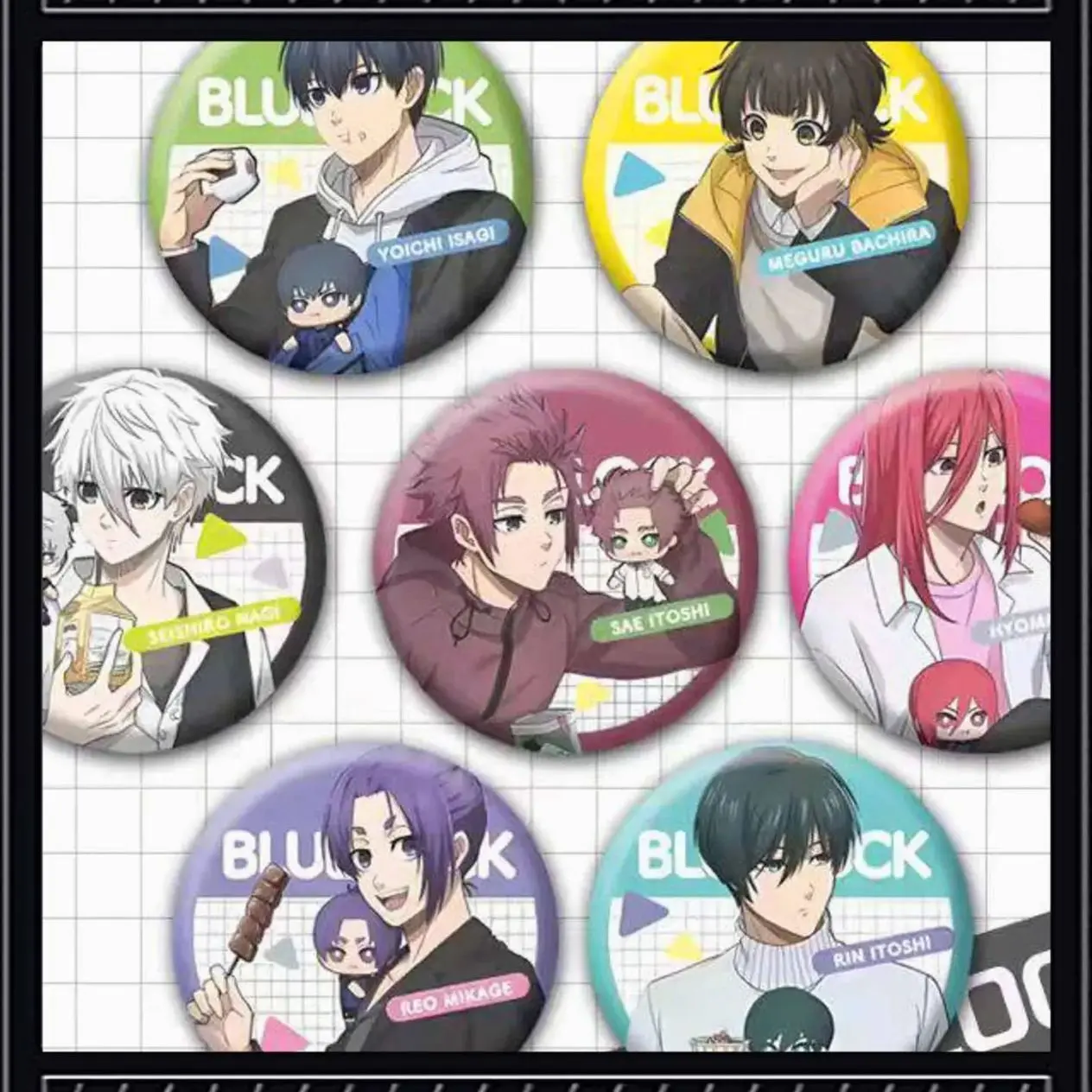 7 Ops (NOT COMBO 7) Blue Lock Chibi Pin Buttons, Yoichi Isagi, Bachira, Nagi, Reo, Rin, Sae Pin