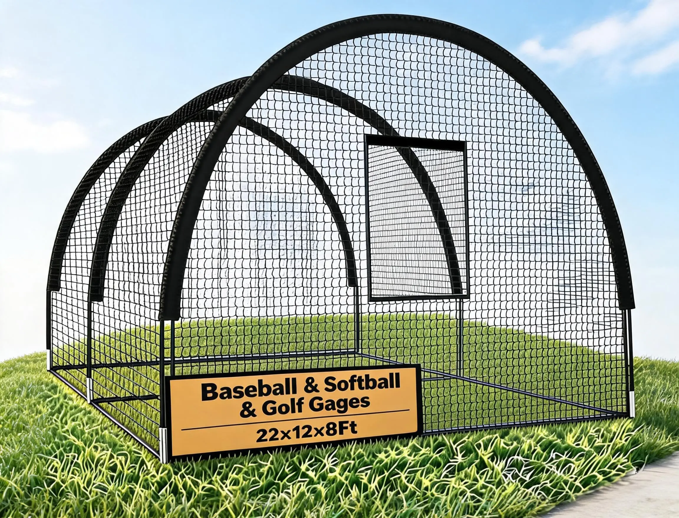 Garvee Upgraded 22*12*8Ft Baseball Batting Cage with Complete Frame & Net, Multi-Sport Training Net for Baseball Hitting Pitching & Backyard Golf Practice