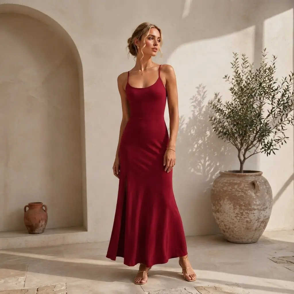 Elengatine Women's Elegant Backless Spaghetti Strap Bodycon Maxi Dress - Criss Cross Lace-Up Back, High Slit, Soft Stretch Polyester Fabric, Stylish Fit, Formal Graduation Wear for Casual Evening Events, Elegance, Prom Dresses, Grad Dress