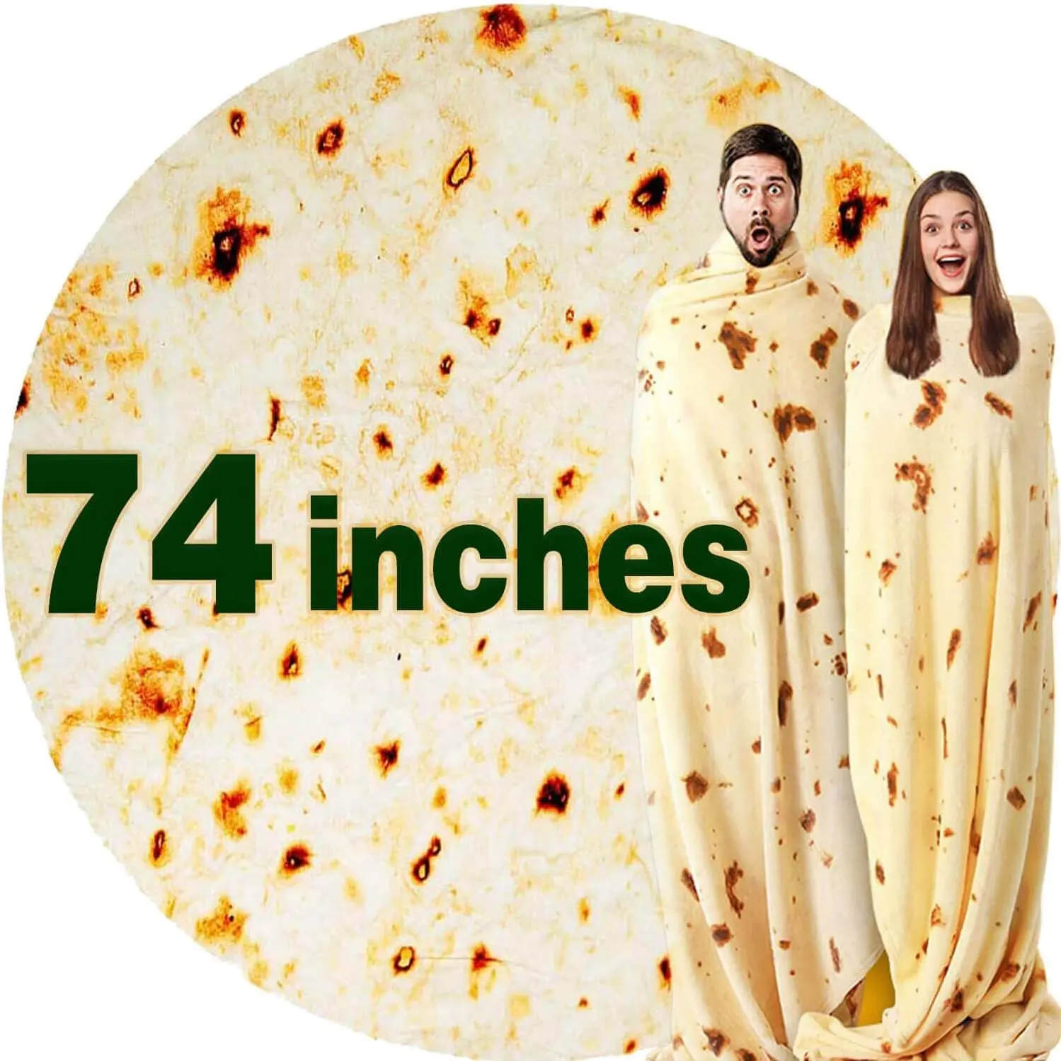 74in White Elephant Gifts for Adults Useful Burrito Tortilla Blanket Funny Wrap Throw Blankets Women Men Round Soft Flannel Mexican Taco  Novelty Gag