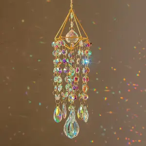 Crystal Sun Catcher, Window Hanging Decor, Wind Chime Style, Garden Sun Catcher, Crystal Embedded, Rainbow Maker, Indoor Outdoor Decoration, Handmade