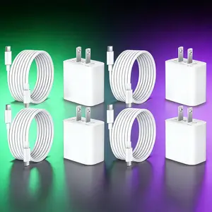 4-Pack 20W TypeC-C Fast Chargers with 10-Foot Long TypeC Cables, Compatible with 17 Air/17 Pro Max/16/15 Pro Max Series & USB-C Devices - White