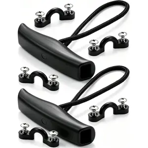 2 PCS Kayak Canoe Carry T-Handle Pull Handle with Cord and 5PCS Pad Eyes 10 PCS Screws Replacement Hardware Parts Kit