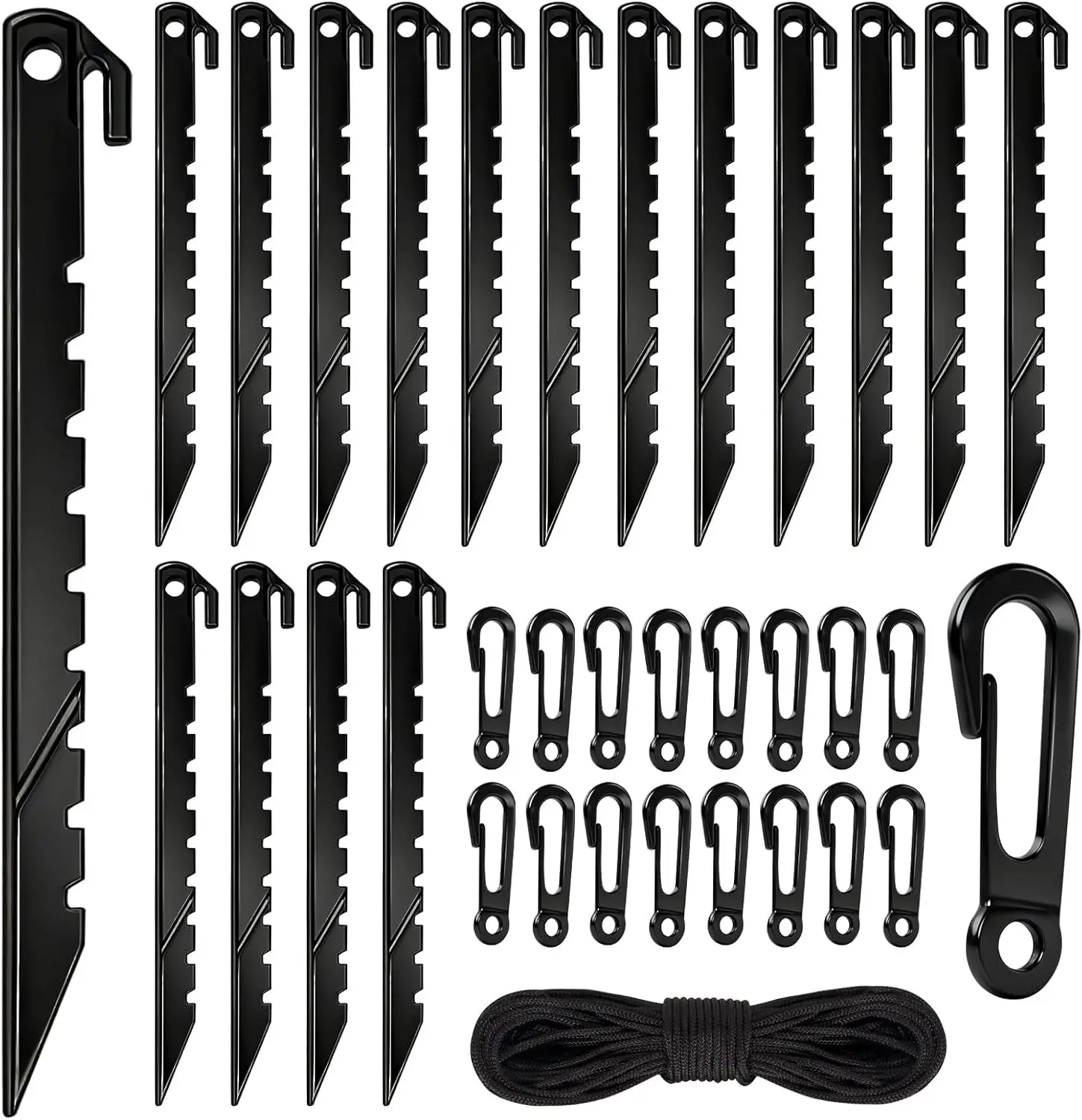 33 Pcs Inflatable Stakes and Tethers Replacement Kit for Outdoor Decor | Heavy-Duty Plastic Tent Stakes with Hooks for Halloween Christmas Inflatables on Lawns Gardens and Yards