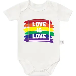 Kids' Gender Neutral Short-Sleeve 1-Piece Onesie Pajama, Soft Cotton Rainbow Graphic Sleepwear with Bold Printing, Snap Buttons, Machine-Washable, LGBTQ+ Family Lesbian Pride Onesie, Onesie Pajama Onesies