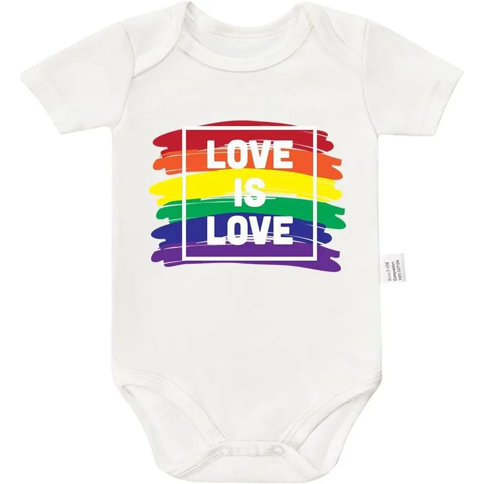 Kids' Gender Neutral Short-Sleeve 1-Piece Onesie Pajama, Soft Cotton Rainbow Graphic Sleepwear with Bold Printing, Snap Buttons, Machine-Washable, LGBTQ+ Family Lesbian Pride Onesie, Onesie Pajama Onesies