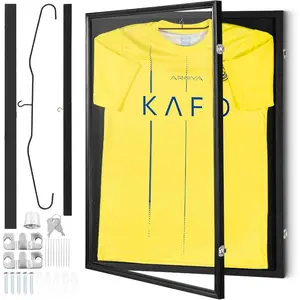 VEVOR Jersey Display Frame Case, 24x 32x 1.5 in, Large Lockable Sport Jersey Shadow Box with 98 UV Protection PC Glass and Hangers, for Baseball Basketball Football Hockey Shirt and Uniform, BlackVEVOR Super Brand Day