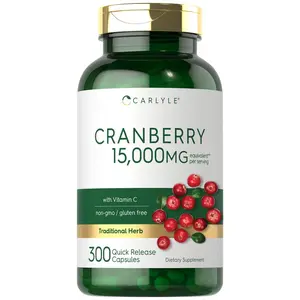 Carlyle Cranberry Pills 15000mg | 300 Capsules | Herb Extract Supplement | For Women and Men | with Vitamin C | Non-GMO & Gluten Free