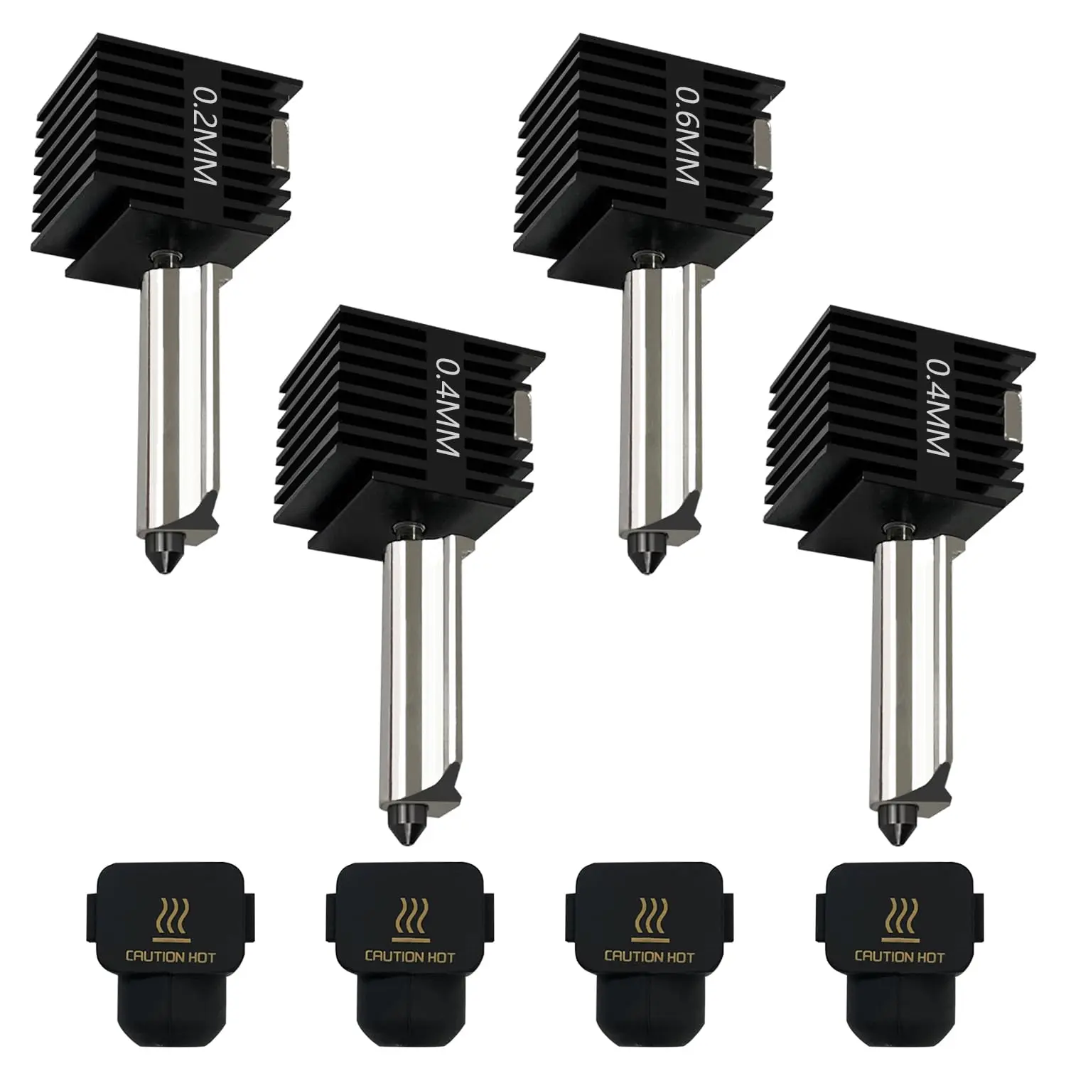 4 Pack 0.2MM 0.4MM 0.6MM A1 Mini/A1 Hotend Print  Hot End Kit Extruder Upgrade High-Temperature Hardened Steel Nozzle  Cover  with for Bambu Lab  Printer Accessories