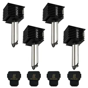 4 Pack 0.2MM 0.4MM 0.6MM A1 Mini/A1 Hotend Print  Hot End Kit Extruder Upgrade High-Temperature Hardened Steel Nozzle  Cover  with for Bambu Lab  Printer Accessories
