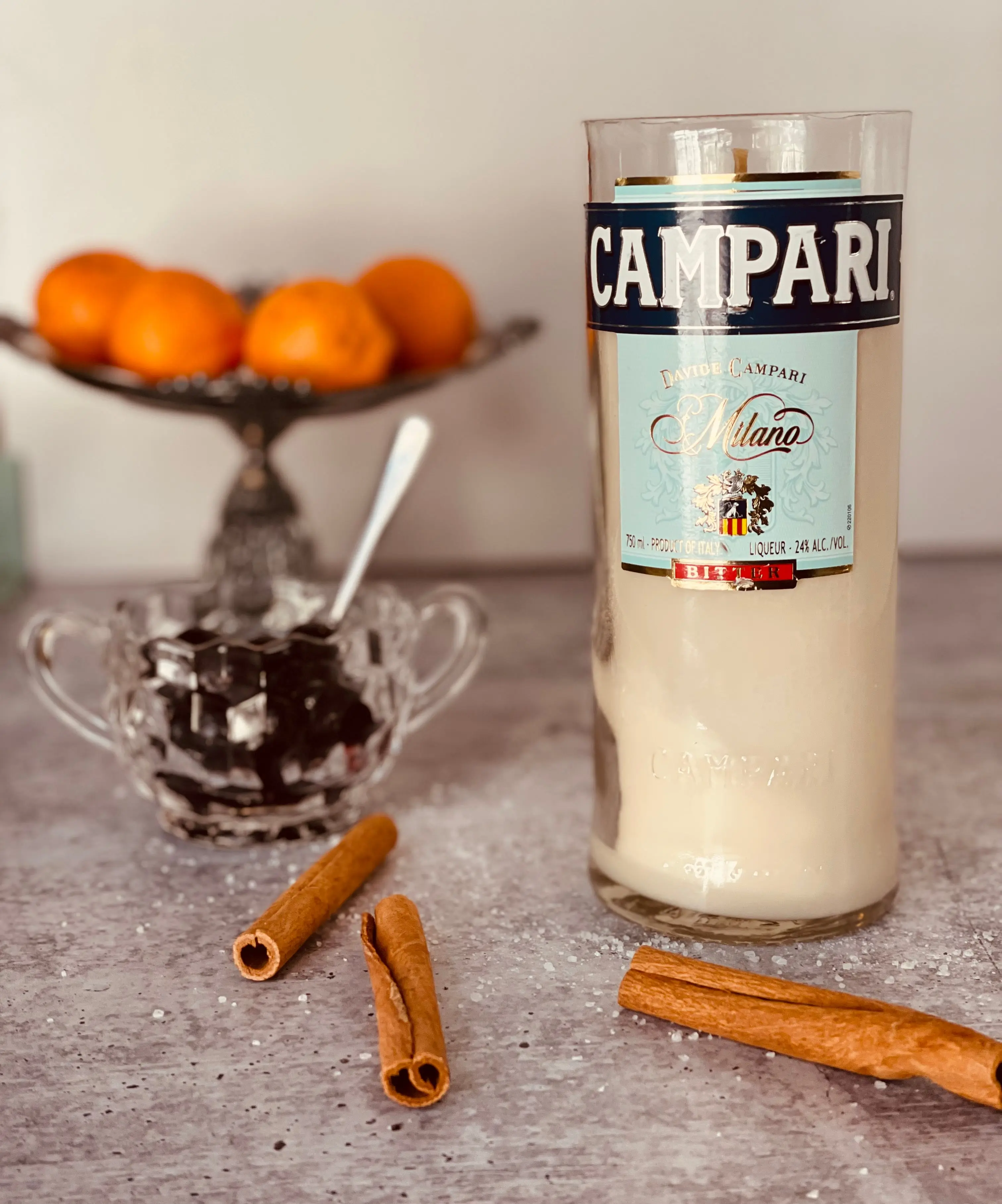 Italian Apertif Candle - Campari Bottle - Soy Wax -  liquor bottle candle