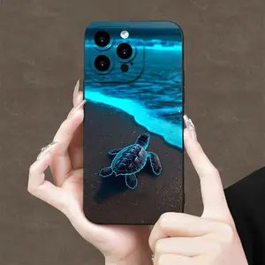 Mobile phone case: luminous sea turtle beach pattern, hot-selling creative design, new angel eye mobile phone case, fun simple fashion personality trend, suitable for men and women, suitable for iPhone mobile phone case 11/12/13/14/15/16/16E/16PRO/16PROM