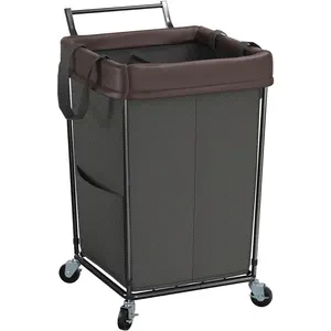 160L Laundry Hamper with Wheels and Handle, 2 Section Laundry Hamper with Wheels, Large Rolling Laundry Basket, Dirty Clothes Hamper Cart on Wheels for Laundry, Bedroom, and Dorm