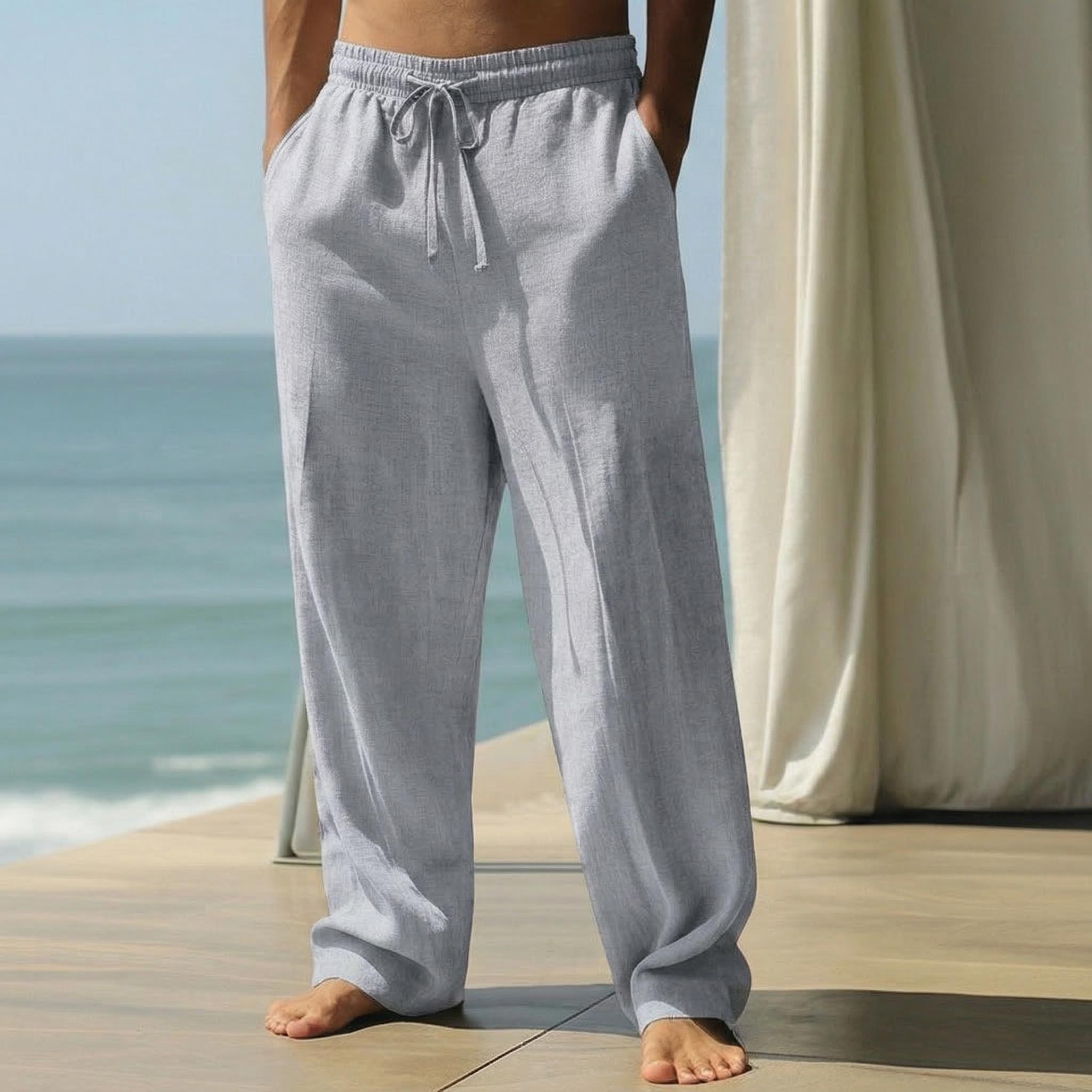 Men’s casual long pants with a loose drawstring waist; lightweight polyester fabric; classic straight leg design; breathable and comfortable; suitable for everyday wear, outdoor travel, vacations, and weekend leisure. Men’s casual long pants with a loose drawstring waist; lightweight polyester fabric; classic straight leg design; breathable and comfortable; suitable for everyday wear, outdoor travel, vacations, and weekend leisure.