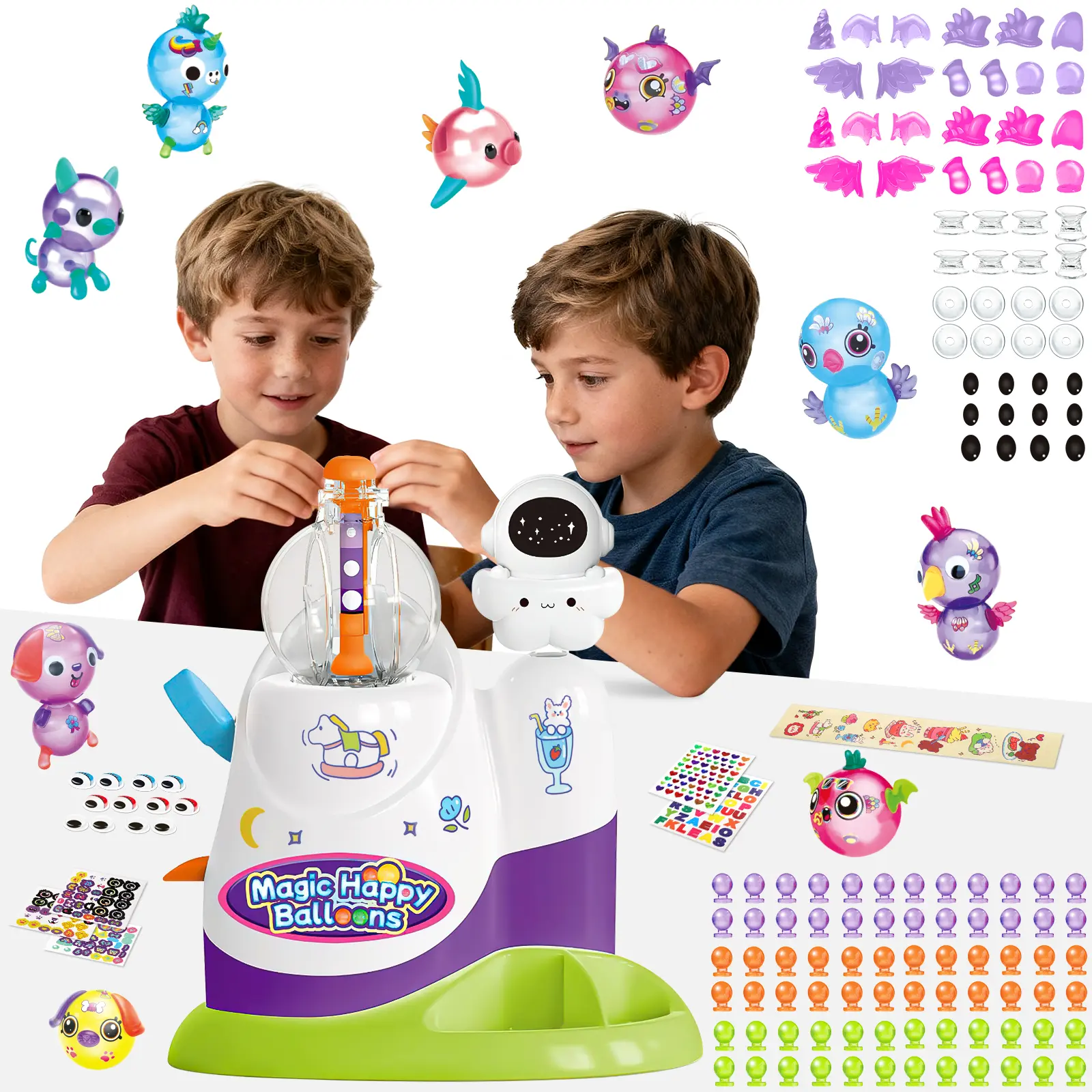 195pcs DIY Craft Kits for Kids, Make Your Own Magic Balloon Nano Tape Bubble Kit, DIY Rocket Balloon Making Kit with Sticky Bouncy Bubble & Stickers Accessories,Toy Gift for Kids Boys Girls Ages 3-12 #SummerVibes