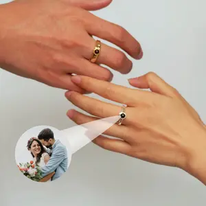 Valentines Day Custom Photo Projection Ring Colorful Picture Inside Jewelry for couple