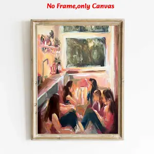 1pc, wall art, Vintage Poster, Girls' Generation art print, Girls' thoughts oil painting style, living room decoration, bedroom decoration aesthetic, housewarming gift, Unframed art print, frameless