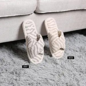 ComfyLuxe Zebra Pattern Luxury Soft Criss-Cross Slippers