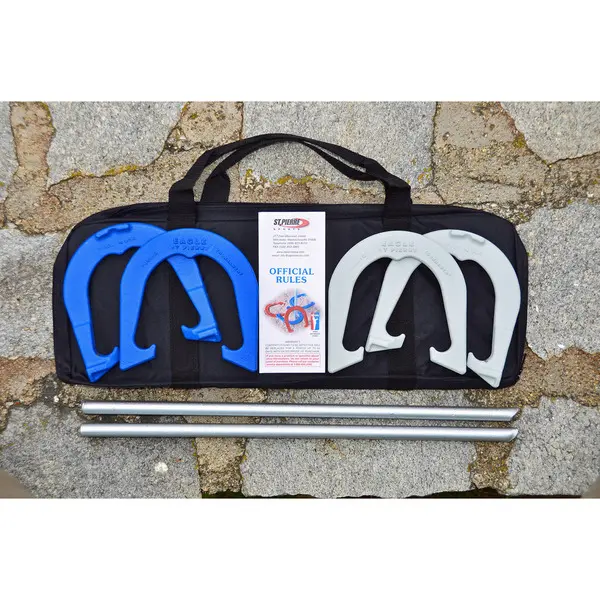 St Pierre Sports Eagle Tournament Horseshoe Set - Forged Steel Construction, 1 in. Hooks, Larger Tips, Consistency, Better Control, Nylon Bag Included for Leagues & Serious Players (Tournament Play Ready)