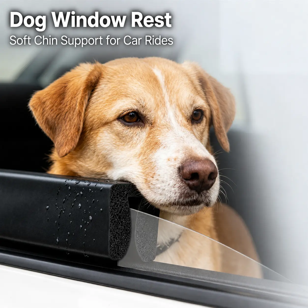Car Window Dog Rest - Soft Foam Pet Chin Rest for Car Travel, Universal Fit, Rain & Saliva Proof