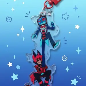 Long leg Vox Keychain, Hazbin Hotel Inspired Keychain, TV Demon Keyring, Alastor Radio Demon Fan art