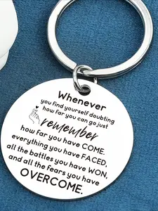 1 fun driving Stainless Steel keychain - "Drive slowly... Be safe... Make good choices... I need you here with me" - Heavy metal car accessories, driver gifts, Valentine's Day, birthdays - Black transparent label - Reminder for slow driving, safe roads