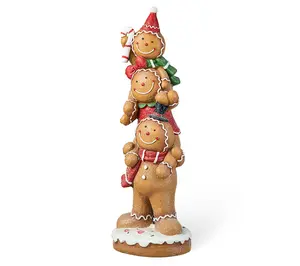 Glitzhome 29" Christmas Stacked Gingerbread ManPorch Decor