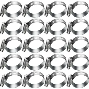 20pcs Adjustable Worm Gear Hose Clamp Stainless Steel Pipe Clamps, 1.5"-2.5"(40-63mm) Tube Clamp Tool for Water Pipe, Plumbing, Fuel Line,Intercooler