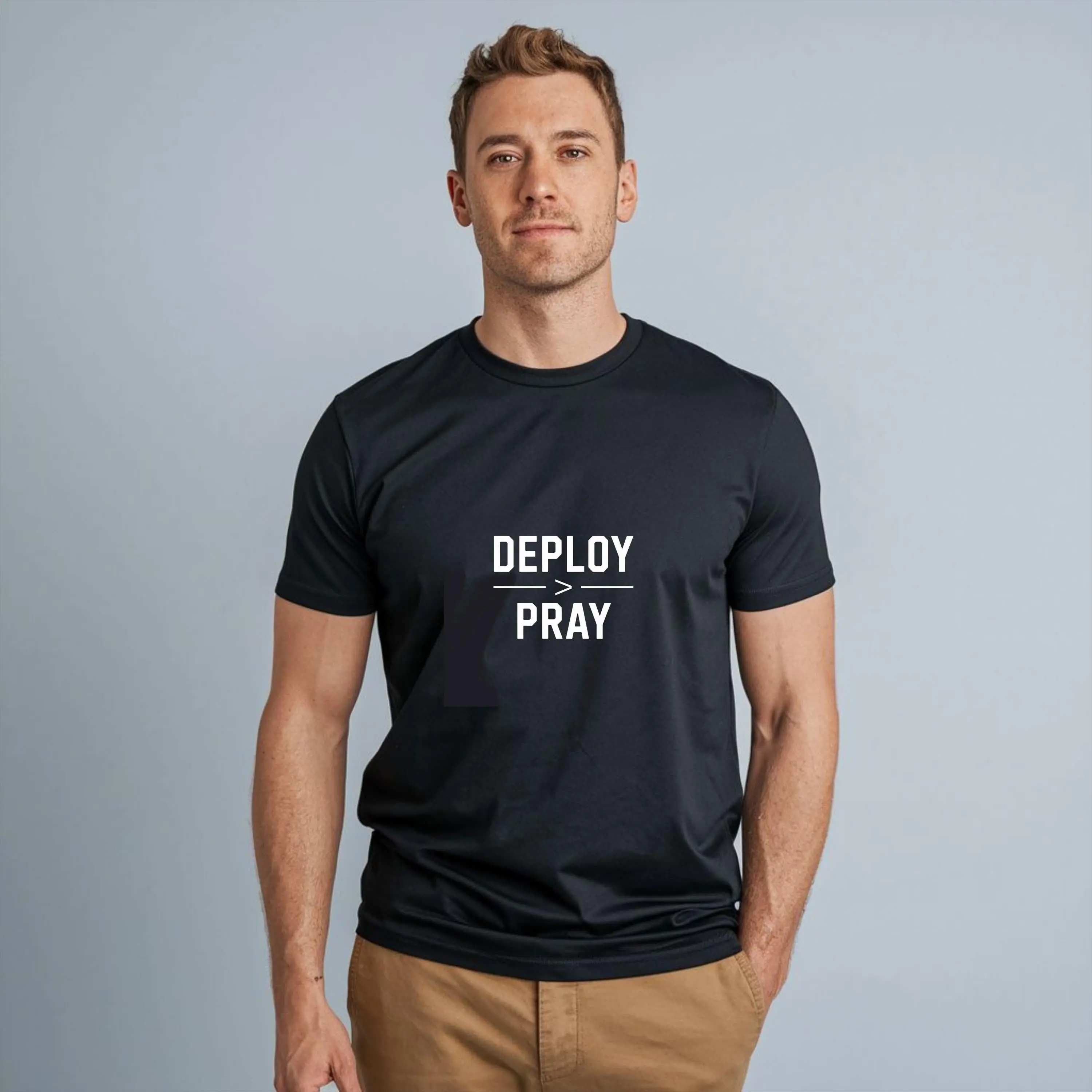 Deploy > Pray DevOps T-Shirt | Programmer & IT Humor Tee | Gift for Developers