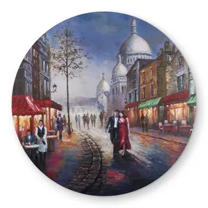 360 stand Weatherproof 5x5 ft Round Decorative Rug Mat, Red Couple Print Romantic Circular Outdoor Rug for Home Decor (Model C1COAR55I06M33)