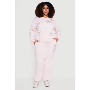 Plus Size Almost Famous Rhinestone Graphic Detail Sweatpants