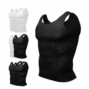 1/2 Pack Men's Compression Vest Body Shaper Stretchy Shapewear Shirt Tummy Control Top Chest Binder Tank For Workout Fitness Breathable Men Underwear GYM Activewear Plain Round Neck Daily Wear Sports Menswear Soft Fitted Apparel Shirts