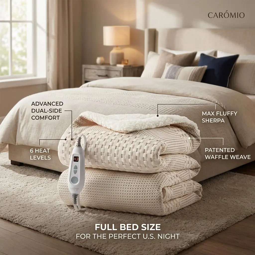 Garvee Fast Heating Electric Blanket King 90x100 Double Control Heating Throw With 9 Levels Machine Washable Cozy Bedding For Home Office