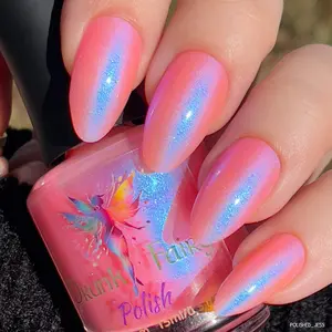 Flaminglow | A Coral Rose Jelly Nail Polish with a Strong Ultra Aurora Blue to Violet Blue Shift