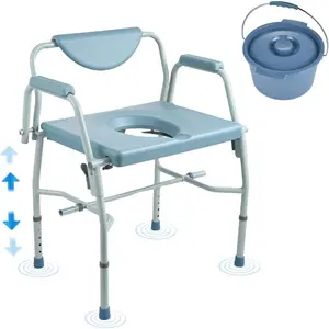 VEVOR Bedside Commode Chair, 500 lbs Capacity, 4-in-1 Portable Toilet and Raised Toilet Seat with Padded Seat Armrest, Detachable 5L Bucket, Adjustable Height Width Adult Potty Chair for SeniorsVEVOR Super Brand Day