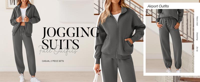 BTFBM Women's Fleece 2-Piece Set - Long Sleeve Zip Up Sweatshirt and Sweatpants for Fall and Winter Casual Matching Outfits - Overalls, Womenswear BTFBM Women's Fleece 2-Piece Set - Long Sleeve Zip Up Sweatshirt and Sweatpants for Fall and Winter Casual Matching Outfits - Overalls, Womenswear