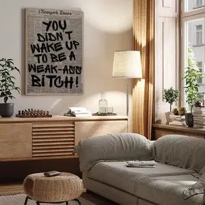 Retro Weak Ass Bitch Newspaper Print, Trendy Wall Art, Typography Poster, Motivational Quote Print. Modern Wall Art