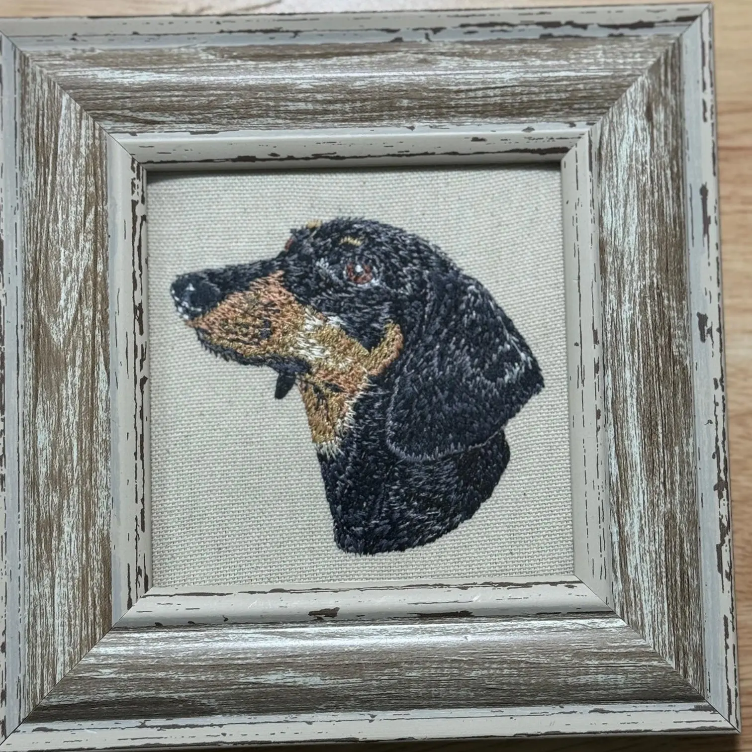 Artistic Dachshund Machine-Embroidered Framed Plaque - Home-Office Room Wall Decor, Animal-Themed Brightening Decoration, Other Dog Breeds & Designs Available, Animals