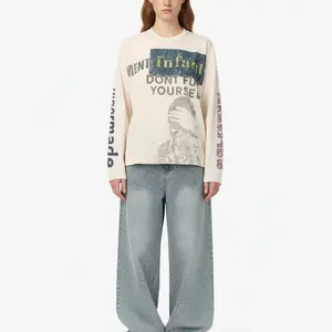 Thesupermade Waffle Knit Graphic Print Crewneck Sweatshirt - 2496
