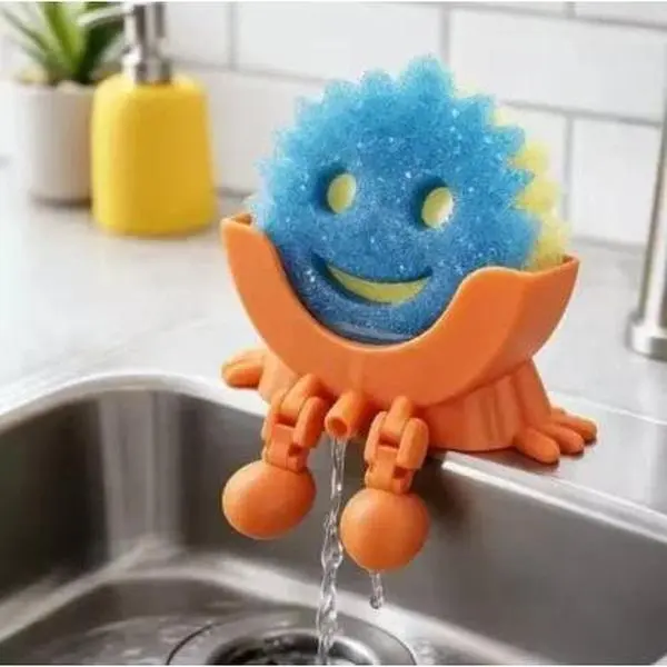 Cute Smiley Dishwashing Sponge Holder Scrub Peeing Drain Holder Plastic Soap Holder 2026 New, Kitchen Storage, Water Filter