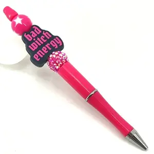 Bad Witch Energy Halloween pen handmade NEW bling rhinestone hot pink black