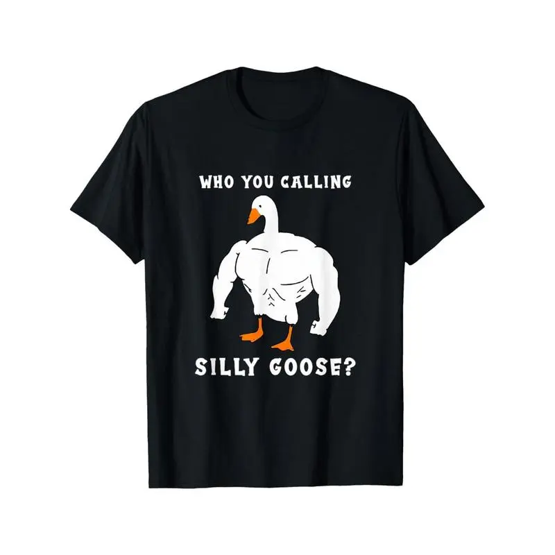 Silly Goose Funny Meme T-Shirt, Unisex Classic Round Neck Graphic Tee with Short Sleeves, Animal Print Top for Gym and Casual Wear