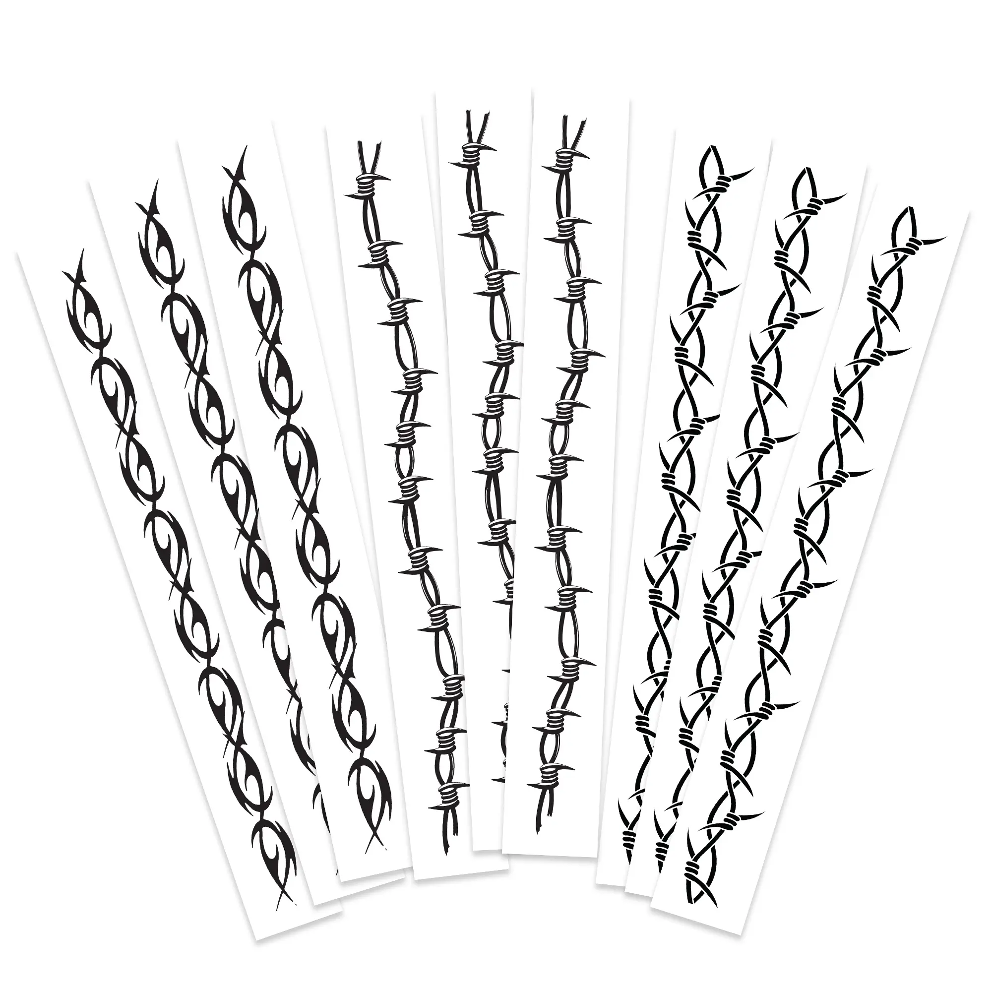Variety Pack of Large Barbed Wire Temporary Tattoos | 9-Pack | Skin Safe | MADE IN THE USA | Removable