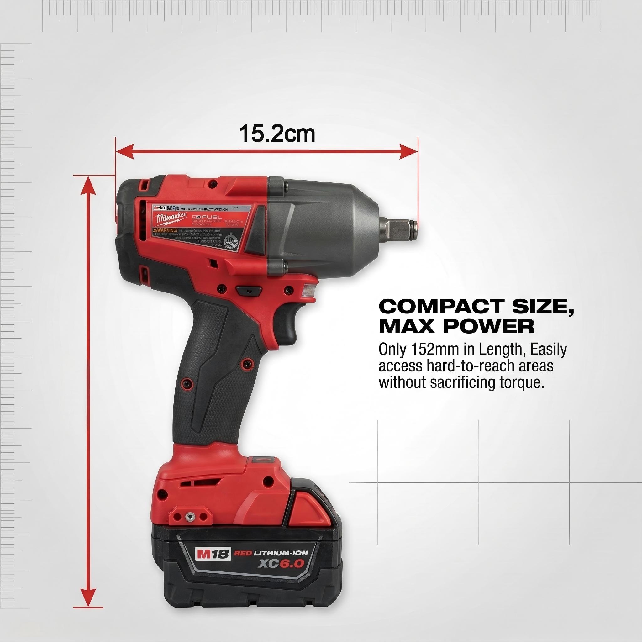 Milwaukee M18 900Nm FMTIWF12 Cordless Impact Wrench Kit With Battery Charger For Mechanics Automotive Tools Compact Size High Torque