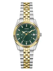 GUESS Female Two-Tone and Green Multifunction Watch
