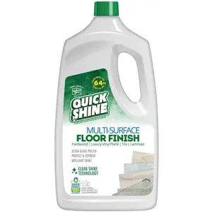 QUICK SHINE 64 oz. Floor Polish Finish, Safer Choice Certified Floor Polish, Protects Hardwood Tile Laminate Vinyl, Long-Lasting Protective Shine, Slip-Resistant, Dries in 15 Minutes, Safe for Kids and Pets.